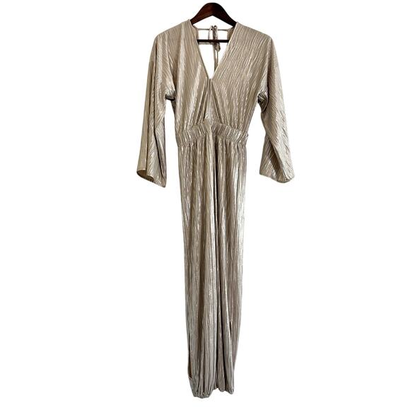 MISA Amina Revolve Metallic Jumpsuit Size XS Glam Modern Party Luxury Disco Chic - Picture 1 of 16